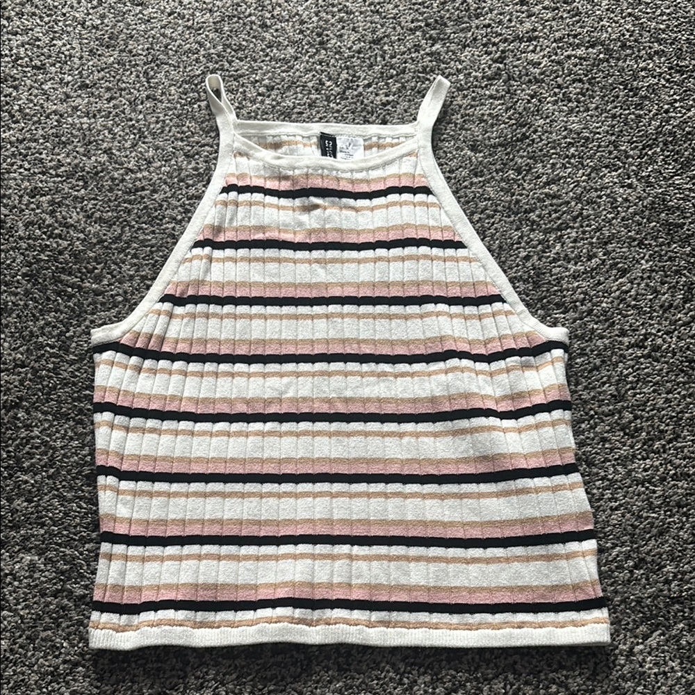 Striped Ribbed Halter Top- H&M